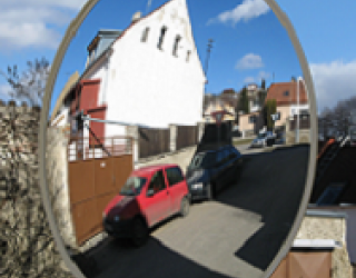 Round observation mirror acrylic for external use and fixingkit for posts